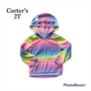 Carter’s | Unicorn Fleece Hoodie | Rainbow | Size 2T | EUC | Pocket